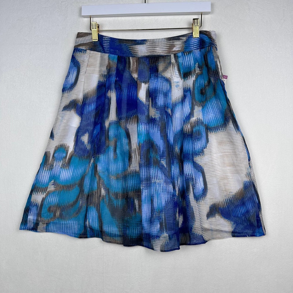 NWT Apostrophe Women's Size 8 Blue Abstract Pattern Mini A Line Skirt Pockets